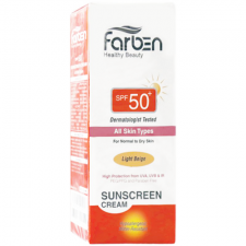 کرم ضد آفتاب spf50ّبژ روشن مناسب پوست نرمال وخشک فاربن